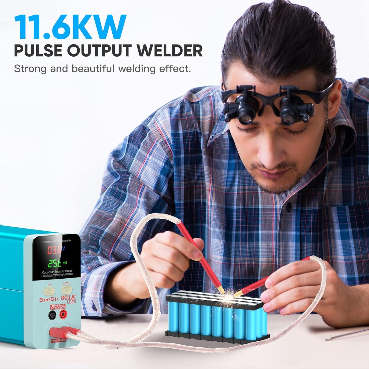 imageSeeSii 801A Battery Spot Welder116KW Capacitor Energy Storage Pulse Spot Welder with 70A Welding Pen Universal 100240V Voltage Support 0102mm Nickel Strip for DIY ampamp Industrial Spot Welding