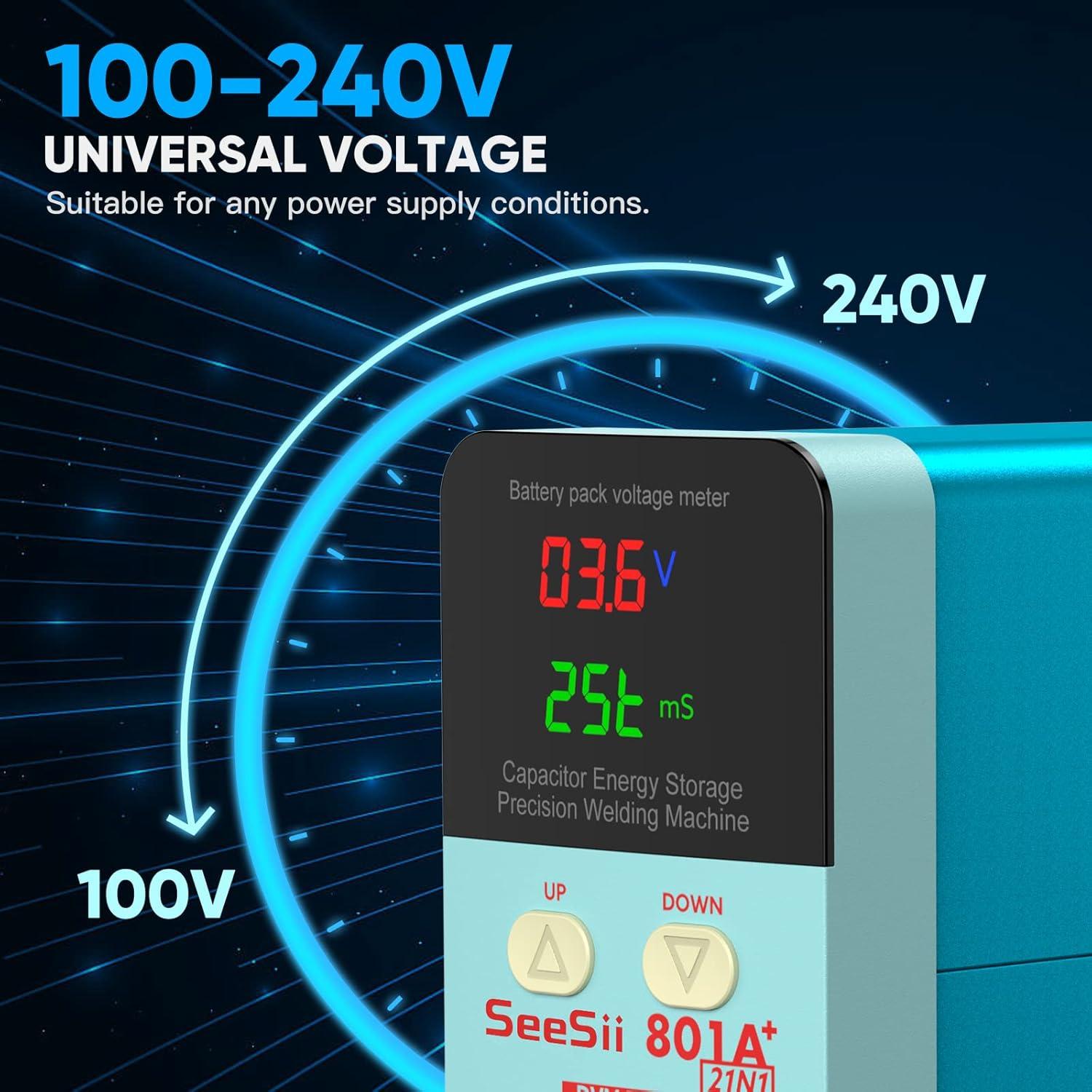 imageSeeSii 801A Battery Spot Welder116KW Capacitor Energy Storage Pulse Spot Welder with 70A Welding Pen Universal 100240V Voltage Support 0102mm Nickel Strip for DIY ampamp Industrial Spot Welding