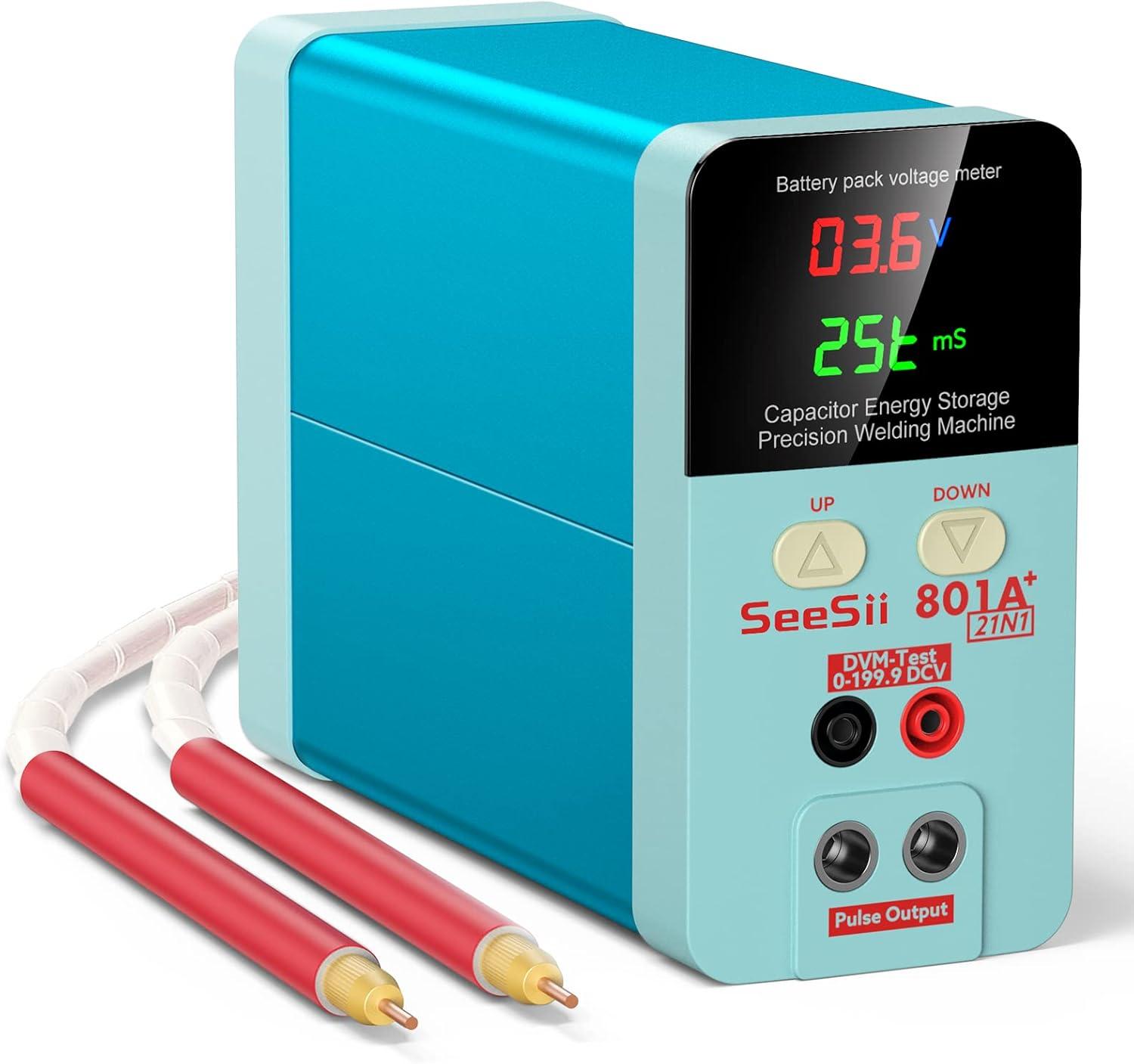 imageSeeSii 801A Battery Spot Welder116KW Capacitor Energy Storage Pulse Spot Welder with 70A Welding Pen Universal 100240V Voltage Support 0102mm Nickel Strip for DIY ampamp Industrial Spot Welding