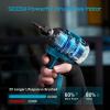 imageSEESII Cordless Drill Impact Driver 168V Brushless Power Tool Combo Kits 2x 20Ah Batteries wCharger 16Pc Bits Tool Bag 38 Drill ampamp 14 Impact Driver for Home DIY Woodworking BlueBlue