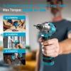 imageSEESII Cordless Drill Impact Driver 168V Brushless Power Tool Combo Kits 2x 20Ah Batteries wCharger 16Pc Bits Tool Bag 38 Drill ampamp 14 Impact Driver for Home DIY Woodworking BlueBlue