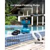 imageSEESII Floating Water Pump Battery Powered 720GPH Cordless Water Transfer Pump w 2 Pcs 4000 mAh Batteries ampamp Charger 25 ft of Lift 34quot Outlet Portable Small Pump for Pool Pond RV Boat GardenTwo Batteries