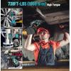 imageSeesii 1000Nm 738ftlbs Cordless Impact Wrench High Torque12quot Brushless Impact Gun wTwo 40Ah BatteryFast Charger 5 Sockets ampamp Storage Case Electric Impact Wrench for Car TruckWH760Blue