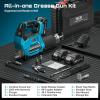 imageSeesii 12000PSI Electric Grease Gun 3 Speed Control Battery Powered Grease Gun Cordless with 2 Batteries Brushless Motor 394 Long Hose 90 Degree Coupler ampamp LED Light for Heavy Duty EquipmentBlue