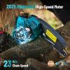imageSeesii Mini Chainsaw 6inch Mini Chainsaw Cordless Handheld Electric Power Chain Saw with 2 Batteries for Tree Trimming Wood Cutting Best Gifts for Father Dad Husband MenLight Blue