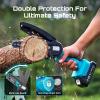 imageSeesii Mini Chainsaw 6inch Mini Chainsaw Cordless Handheld Electric Power Chain Saw with 2 Batteries for Tree Trimming Wood Cutting Best Gifts for Father Dad Husband MenBlue