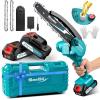 imageSeesii Mini Chainsaw 6inch Mini Chainsaw Cordless Handheld Electric Power Chain Saw with 2 Batteries for Tree Trimming Wood Cutting Best Gifts for Father Dad Husband MenBlue