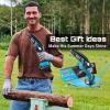 imageSeesii Mini Chainsaw 6inch Mini Chainsaw Cordless Handheld Electric Power Chain Saw with 2 Batteries for Tree Trimming Wood Cutting Best Gifts for Father Dad Husband MenBlue