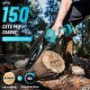 imageSeesii Mini Chainsaw 6inch Mini Chainsaw Cordless Handheld Electric Power Chain Saw with 2 Batteries for Tree Trimming Wood Cutting Best Gifts for Father Dad Husband MenBlue