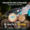 imageSeesii Mini Chainsaw 6inch Mini Chainsaw Cordless Handheld Electric Power Chain Saw with 2 Batteries for Tree Trimming Wood Cutting Best Gifts for Father Dad Husband MenSky Blue