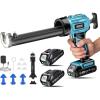 imageSEESII Cordless Caulking Gun 21V Battery Powered Caulk Gun Electric Caulking Gun w2 x 20Ah Batteries 9Pcs Caulk Remover Tool LED Light Auto Retract for Filling Sealing BlueBlue