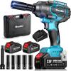 imageSeesii 1000Nm 738ftlbs Cordless Impact Wrench High Torque12quot Brushless Impact Gun wTwo 40Ah BatteryFast Charger 5 Sockets ampamp Storage Case Electric Impact Wrench for Car TruckWH760Blue
