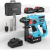 imageSeesii 21V Cordless Rotary Hammer Drill 2x40Ah Battery Power Hammer with SDSPlus Change Adapter Including 3 Drill Bits FlatPoint Chisels Lightweight Electric Hammer Drill for DIY ProjectsBlue
