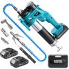 imageSeesii Electric Grease Gun Kit HighPerformance 10000PSI 46 ozmin Battery Powered Grease Gun Cordless with 2 Batteries 394quot Long Hose 90 Degree Coupler 3 Tips for Faster and Effortless GreasingLight blue