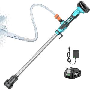 imageSEESII Cordless Stick Water Transfer Pump with 4000mAh 21V Battery ampamp Charger 720GPH 32FT Head Handheld Portable Utility Sump Pump Kit with 34quot Outlet for PoolGardenPondRVBoat DrainingLight Blue