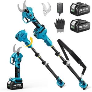 imageSEESII Electric Pruning Shears Cordless 16quot Cutting Diameter Power Pruner  2 Pcs 40Ah Batteries Brushless Motor Extra SK5 Blade 4 Modes Adjustable Branch Cutter for Tree Flower Trimming16 Electric Pruner with Pole