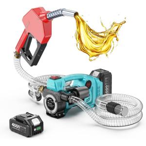 imageSEESII Fuel Transfer Pump Battery Powered 12GPM Cordless Electric Pump Kit w 40Ah Rechargeable Battery ampamp AutoStop Nozzle 2 Hoses ampamp Filter for Diesel Kerosene Portable Fueling on Farm Boat Homeonebattery