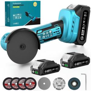 imageSEESII Mini Angle Grinder 21V 3 Inch Brushless Angle Grinder Cordless 19000 RPM with 2PCS 20A Battery ampamp 7pcs Cutting Discs 210W Power Electric Tool for Metal Wood Polishing Rust Removal21V2X 20AH Battery