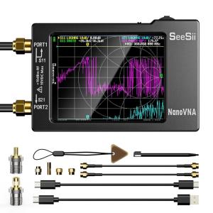 imageSEESII NanoVNAH Antenna ampamp Vector Network Analyzer 10KHz15GHz with 28quot EVA Protective Case Waterproof ampamp Shockproof Measures SParameters SWR Phase Delay Smith ChartColor NanovnaH with SMA Adapter
