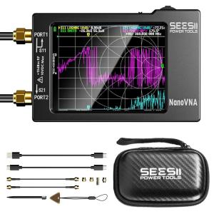 imageSEESII NanoVNAH Antenna ampamp Vector Network Analyzer 10KHz15GHz with 28quot EVA Protective Case Waterproof ampamp Shockproof Measures SParameters SWR Phase Delay Smith ChartColor NanoVNAH with 28 EVA Case