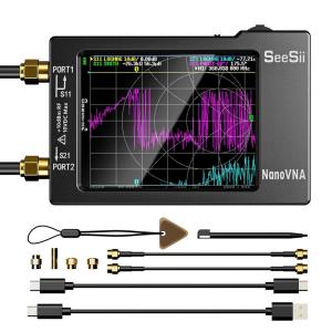 imageSEESII NanoVNAH Antenna ampamp Vector Network Analyzer 10KHz15GHz with 28quot EVA Protective Case Waterproof ampamp Shockproof Measures SParameters SWR Phase Delay Smith ChartNanovnaH