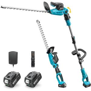 imageSEESII Pole ampamp Handheld Hedge Trimmer 2in1 Cordless Bush Trimmer with 20quot DualAction Blade  2 Pcs 40Ah Batteries Telescopic Pole Adjustable Rotating Head Electric Hedge Cutter for Tree Shrubs