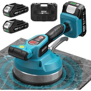 imageSEESII Tile Vibration Tool 160mm Vibration Leveling Machine 10Hours Long Lasting Tile Vibrator With 12 Speeds For Laying Floor Wall Larger Tiles6quotX6quot  48quotX48quot Tile Installers DIYer KP160B160mm