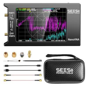 imageSEESII Upgraded NanoVNAH4 Vector Network Analyzer Latest V44 9KHz15GHz HF VHF UHF 4quot Touch Screen VNA Antenna Analyzer Measures S ParametersVoltage Standing Wave Ratio PhaseDelay Smith ChartNanovnaH4 with Hard Case