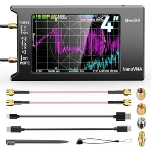 imageSEESII Upgraded NanoVNAH4 Vector Network Analyzer Latest V44 9KHz15GHz HF VHF UHF 4quot Touch Screen VNA Antenna Analyzer Measures S ParametersVoltage Standing Wave Ratio PhaseDelay Smith ChartNanovna H4