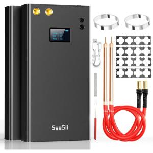 imageSeeSii Battery Spot Welder 11000mAh Spot Welding with LCD Screen Upgraded Enhanced 80 Gears Adjustable Portable Mini Spot Welder with 2x5M Nickel Sheet ampamp 4X4 Holder For Making Battery Packs