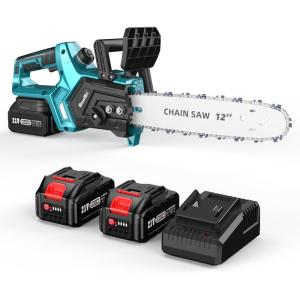 imageSeesii Battery Chainsaw Cordless 12inch Hand Held Chain Saw 12in Portable Chainsaw Battery Powered Chain Saws for Trees Wood Cutting 2  50Ah Battery and Charger Included CH1200