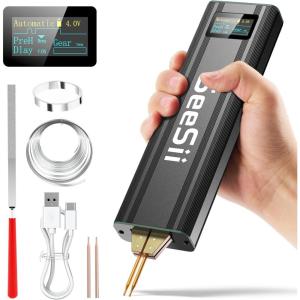 imageSeesii Battery Spot Welder with 50Ah Battery Upgraded Handheld Mini Portable Spot Welder for 18650 Battery Welding Nickel Sheets 0102mm IronStainless Steel Sheets 80 GearAuto and Manual Mode