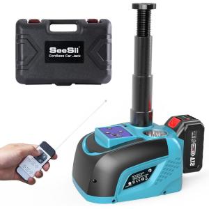 imageSeesii Electric Car Jack BatteryPowered 5Ton 21V Cordless Car Hydraulic Jack with 40Ah Battery ampamp Remote Control Portable Emergency Tire Change Tool for Sedan SUV MPV Pickup
