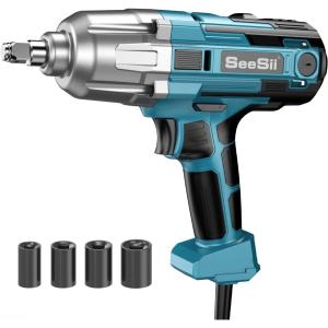 imageSeesii Electric Impact Wrench Corded 368Ftlbs500Nm Torque 12 inch Impact Gun with 8Amp Cord 4 Sockets for Car Tire and Home DIY AC500