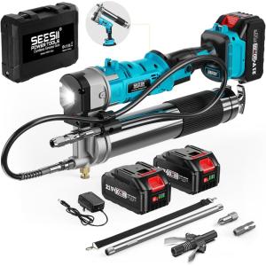 imageSeesii Innovative 2in1 Grease Gun HighEfficiency 53 ozmin 12000 PSI Electric Grease Gun Kit with 2  20AH Batteries and Charger EasytoUse for Farmers Equipment Operators ampamp Owners