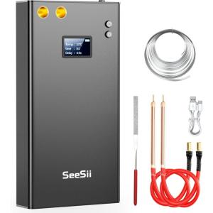 imageUpgraded Portable Spot Welder with LCD Screen Seesii 80 Gears Adjustable Mini DIY Battery Spot Welder for Battery Plate Welding Builtin 7500mah Battery Nickel Strip ampamp USB Charging Cable