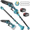imageSEESII 2in1 Pole Saws for Tree Timming Electric Mini Chainsaw 6 Inch Cordless 2 x 4000mAh Batteries Tree Pruner Brushless Chain Saw with Extension Pole for Limb Branch Cutter16Ft Reach6in pole saw 4000mAh4000mAH