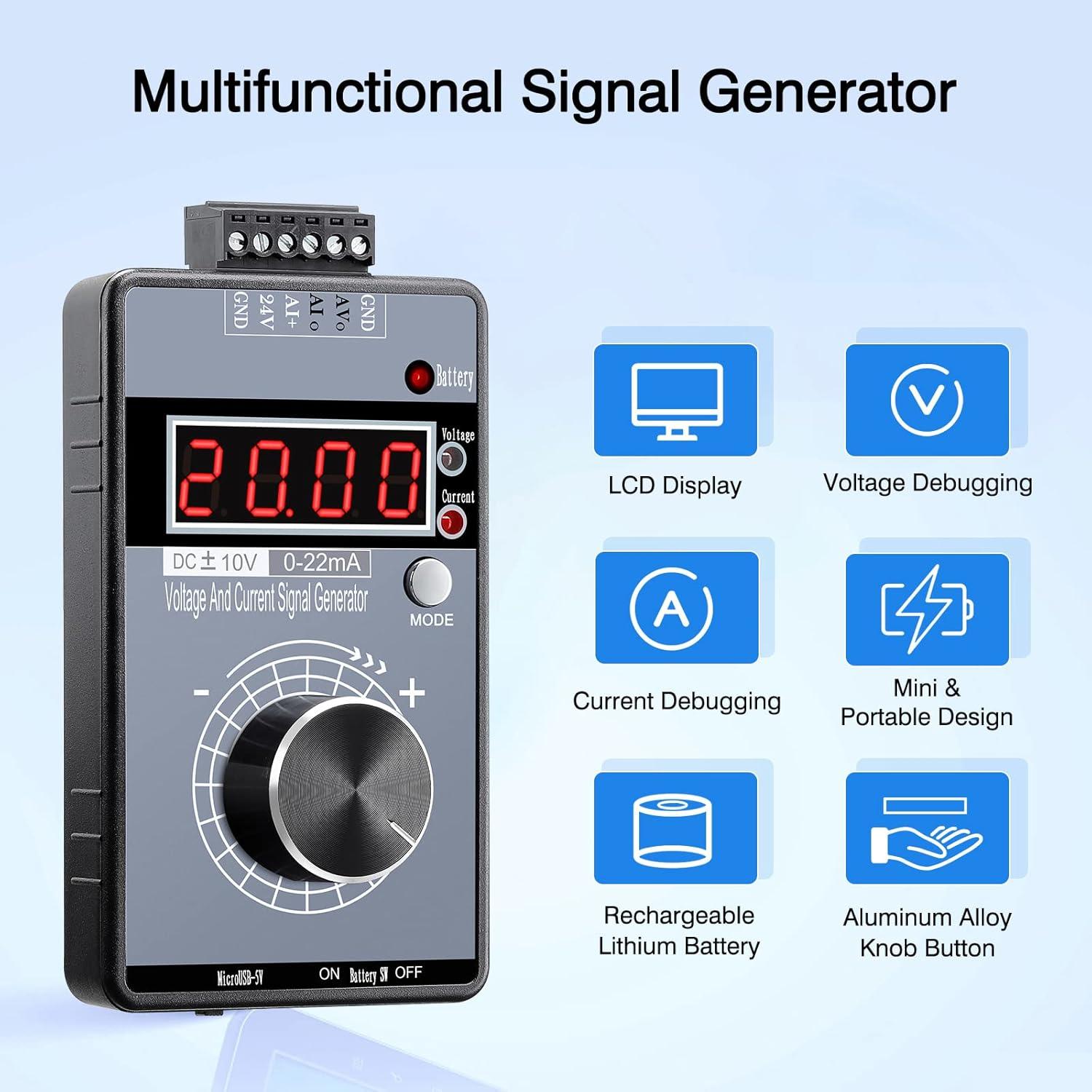 imageSeesii 022mA420mA DC 010V Signal Generator Mini Adjuatable Function Generator with LCD Display Current Voltage Analog Generator