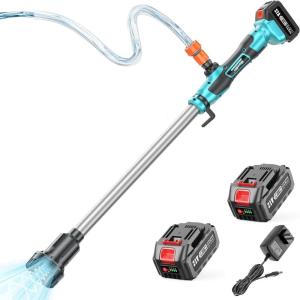 imageSEESII Cordless Stick Water Transfer Pump with Dual 4000mAh Batteries ampamp Charger 720GPH 32FT Head Handheld Portable Utility Sump Pump Kit with 34quot Outlet for PoolGardenPondRVBoat Draining