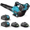 imageSEESII 40V Leaf Blower Cordless 600CFM 160MPH Brushless Motor Leaf Blower with 2  5200mAh Batteries and Charger Turbo Button ampamp Variable Speed Control Electric Blower for Lawn Care Dust and DebrisBlue