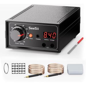 imageSEESII Battery Spot Welder 9600mAh Cordless Battery Welder 0103mm Nickel Strip Compatibility LCD Display 1090 Adjustable Gears Foot Pedal Control for Battery Packs DIY ampamp Repair