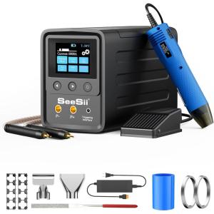imageSeesii Spot Welder and Heat Gun Kit 10080W Power Spot Welding Machine with 3000F Capacitors ampamp 999 Gear for 0105mm Nickel Plated Strips 350W 2Temp Settings Mini Heat Gun for Battery Packs
