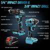 imageSEESII 21V Max Cordless Drill and Impact Driver Power Tool Combo Kit Included 38 Drill ampamp 14 Impact Driver 2x 4000mAh Battery Fast Charger 20 pcs Driver Bit Set ampamp Bag