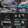imageSeesii 21V Cordless Electric Ratchet Wrench Set 66Ftlbs 200RPM Power Ratchet Wrench 38quot Variable Speed Trigger 2x 20A Batteries ampamp Charger 8 Sockets 14quot and 12quot Adapter 3quot Extension Bar2 in