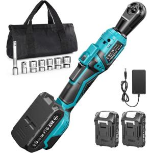 imageSeesii 21V Cordless Electric Ratchet Wrench Set 66Ftlbs 200RPM Power Ratchet Wrench 38quot Variable Speed Trigger 2x 20A Batteries ampamp Charger 8 Sockets 14quot and 12quot Adapter 3quot Extension Bar14 inch