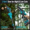 imageSEESII 2in1 Cordless Pole Saws for Tree Trimming 6 Inch Mini Electric Chainsaw with 2 x 4000mAh Batteries Battery Powered Chain Saw with Extension Pole Tree Trimmer Limb Branch Cutter PrunerBlue8 Polesaw 4000mah4000mah