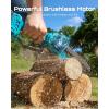 imageSEESII 2in1 Electric Pole Saws Brushless Mini Chainsaw Cordless 6 Inch 2 x 4000mAh Batteries Pole Saw for Tree TrimmingHand held Chain Saw with Extension Pole for Tree Limb Branch CutterP6 Ace