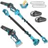 imageSEESII 2in1 Cordless Pole Saws for Tree Trimming 6 Inch Mini Electric Chainsaw with 2 x 4000mAh Batteries Battery Powered Chain Saw with Extension Pole Tree Trimmer Limb Branch Cutter PrunerBlue6 Polesaw 2000mah2000mah