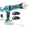 imageSEESII Electric Caulk Gun Cordless Caulking gun w2 x 20Ah Batteries Battery Power Caulking Gun with Brushless Motor amp LED Light Filling and Sealing for Doors Floors Walls Window 10 Oz