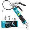 imageSeesii Upgraded 8000PSI Grease Gun Kit Heavy Duty Pistol Grip Grease Gun with 14oz Capacity QuickRelease Coupler 90Adapter Flexible Hose Rigid Pipe for Automotive Agricultural Industrialblue